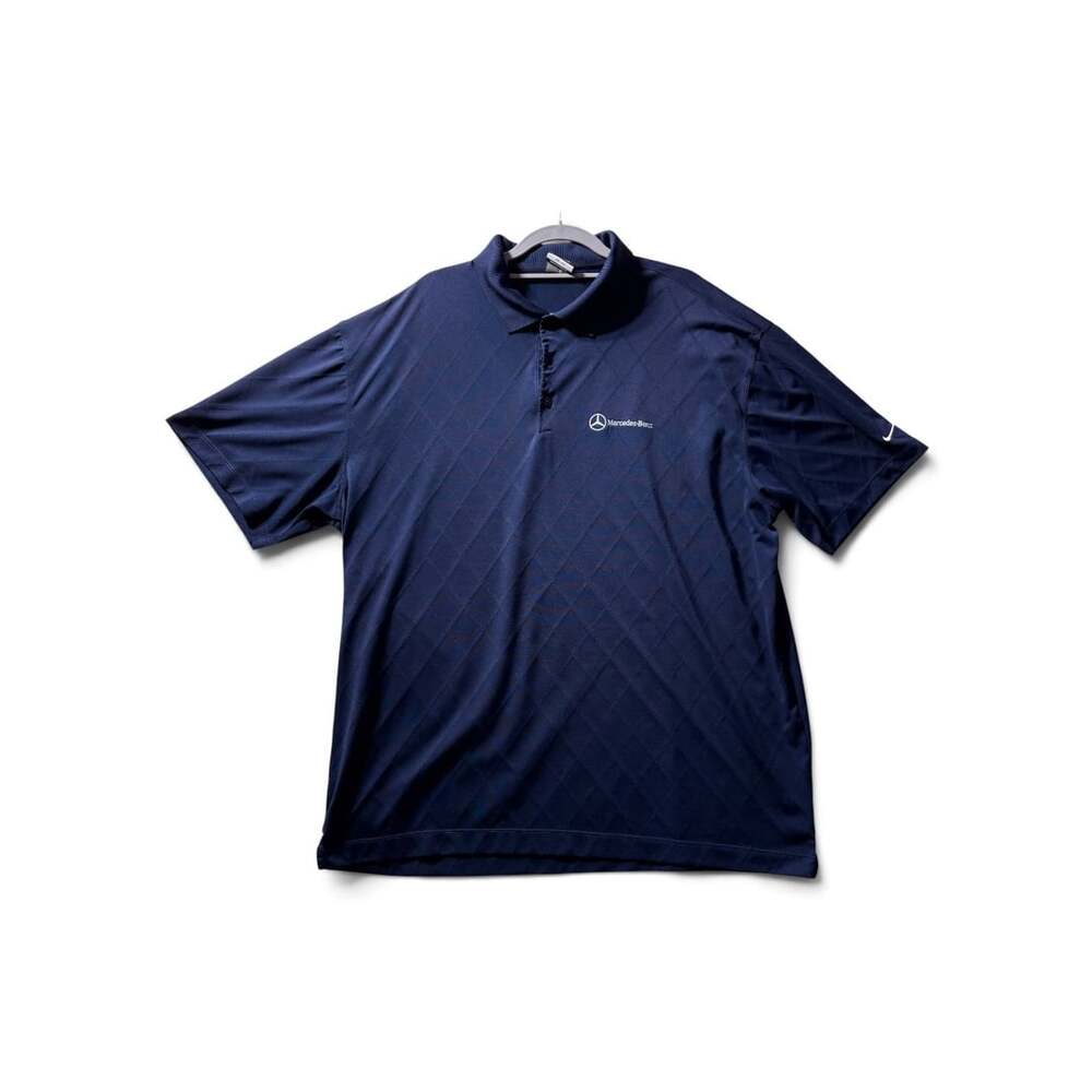 Vintage Mercedes Benz embroidered Logo Polo Shirt Casual Blue Large